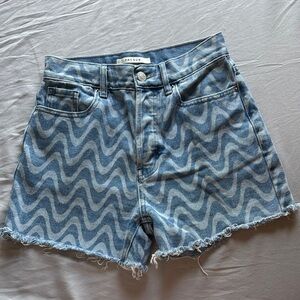 PacSun Blue Wave Pattern Women Shorts